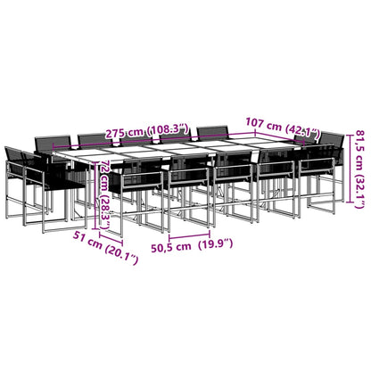 Garden Dining Set | Black | PE rattan | Large | Stackable