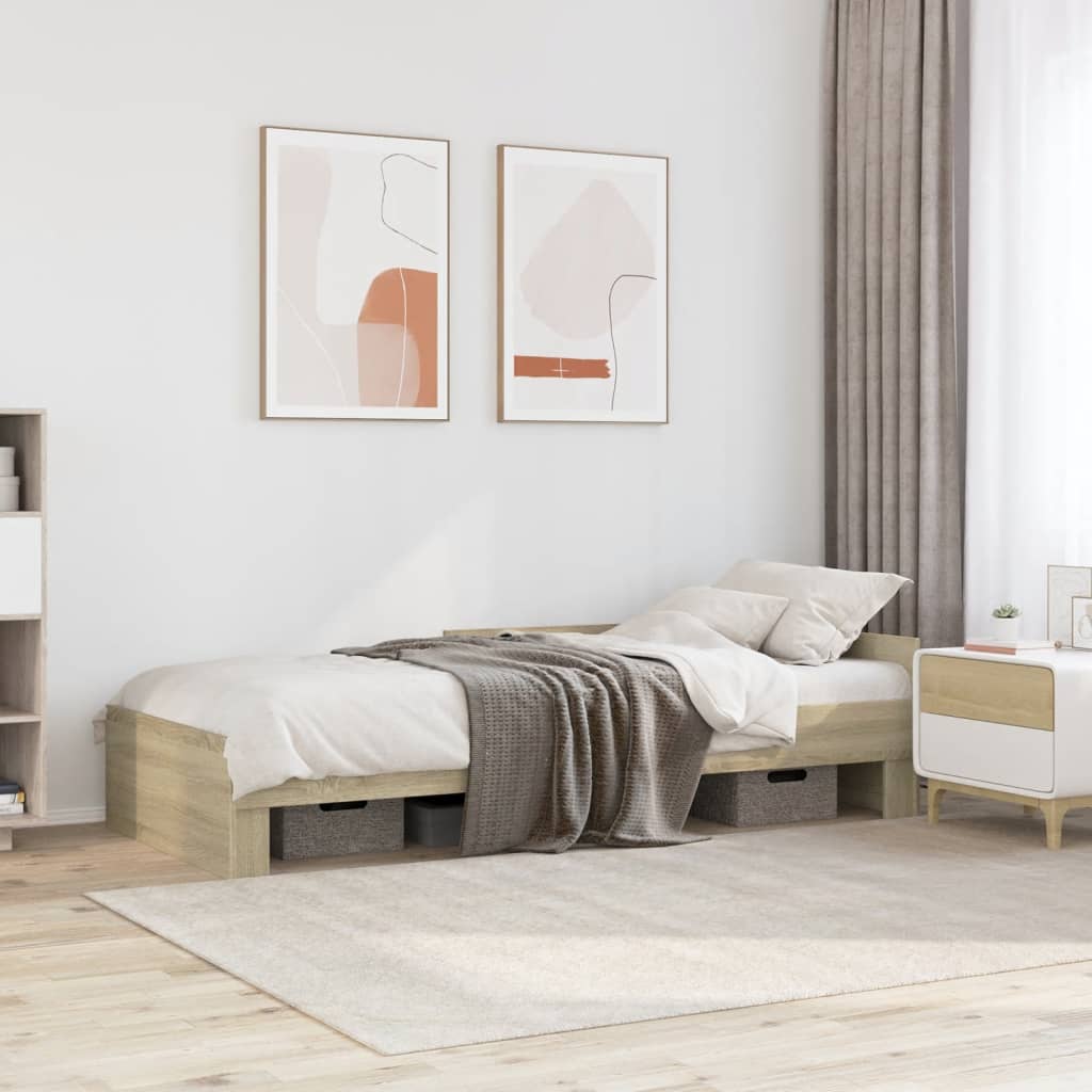 Bed Frame without Mattress Sonoma Oak 100x200 cm Engineered Wood
