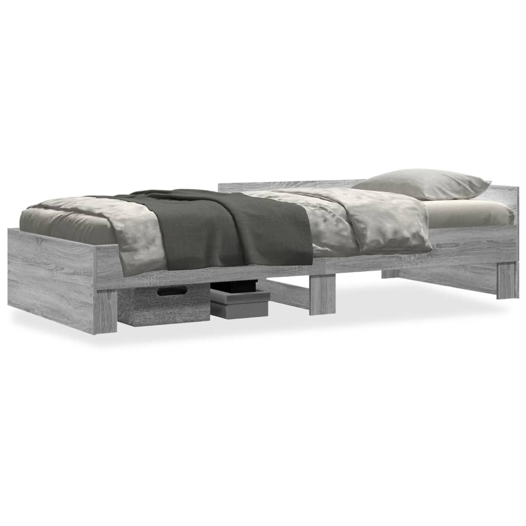 Bed Frame without Mattress Grey Sonoma 90x200 cm Engineered Wood