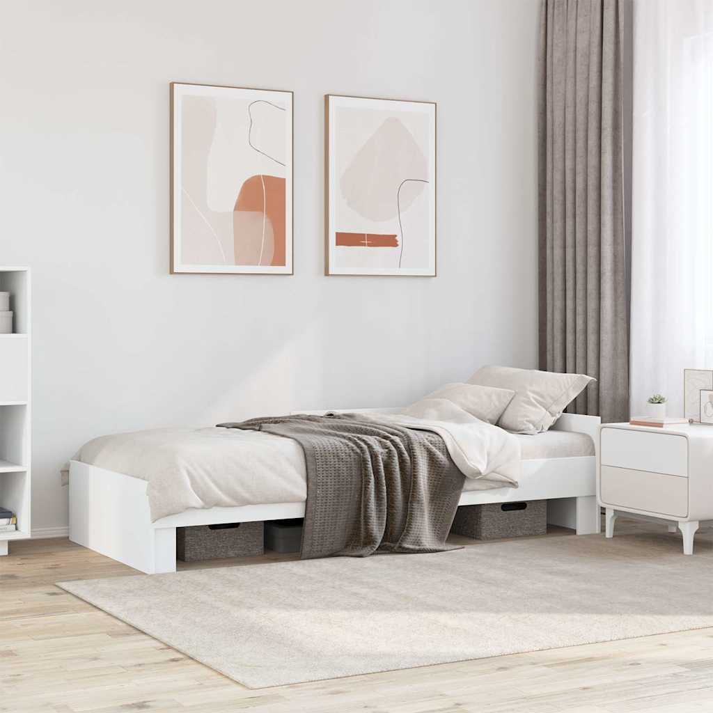 Bed Frame without Mattress White 90x190 cm Single Engineered Wood