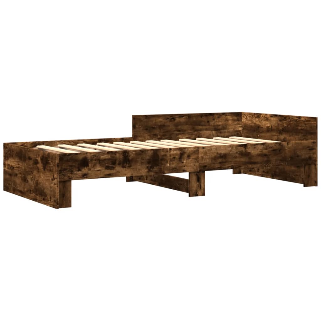 Bed Frame without Mattress Smoked Oak 90x190 cm Single Engineered Wood