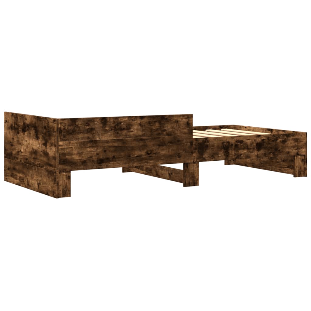 Bed Frame without Mattress Smoked Oak 90x190 cm Single Engineered Wood