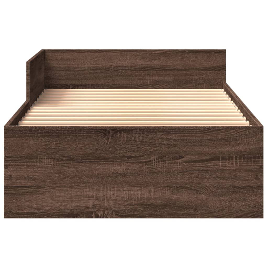 Bed Frame without Mattress Brown Oak 90x190 cm Single Engineered Wood