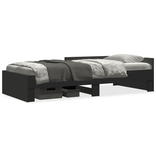 Bed Frame without Mattress Black 75x190 cm Engineered Wood