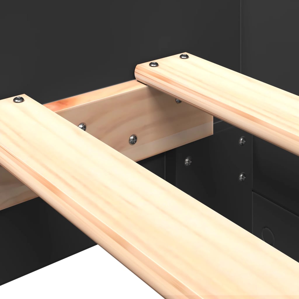 Bed Frame without Mattress Black 75x190 cm Small Single Engineered Wood