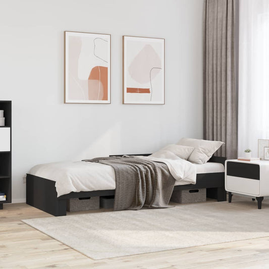 Bed Frame without Mattress Black 75x190 cm Engineered Wood