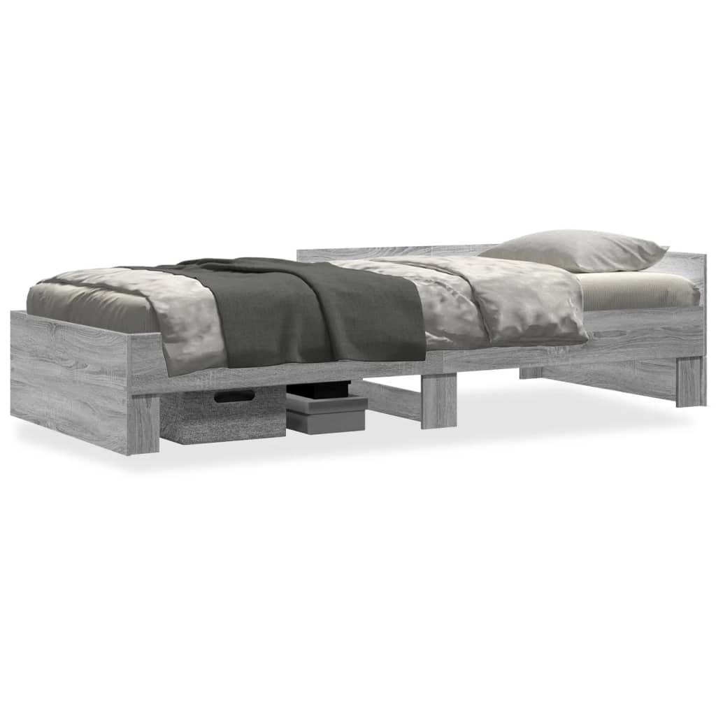 Bed Frame without Mattress Grey Sonoma 75x190 cm Small Single Engineered Wood