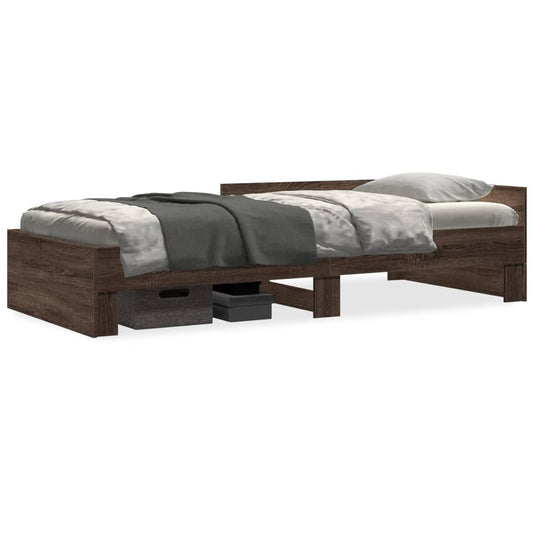 Bed Frame without Mattress Brown Oak 75x190 cm Engineered Wood