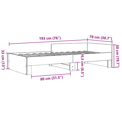 Bed Frame without Mattress Brown Oak 75x190 cm Small Single Engineered Wood