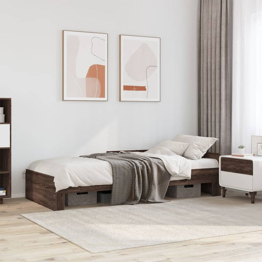 Bed Frame without Mattress Brown Oak 75x190 cm Engineered Wood