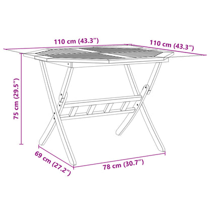 5 Piece Folding Garden Dining Set Solid Wood Acacia
