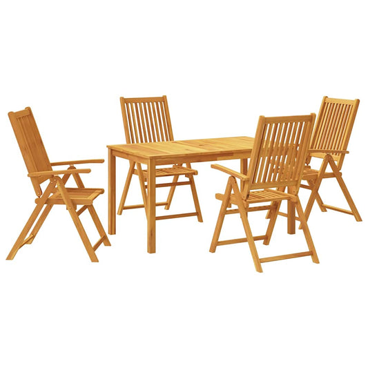 5 Piece Garden Dining Set 140x80x74 cm Solid Wood Acacia