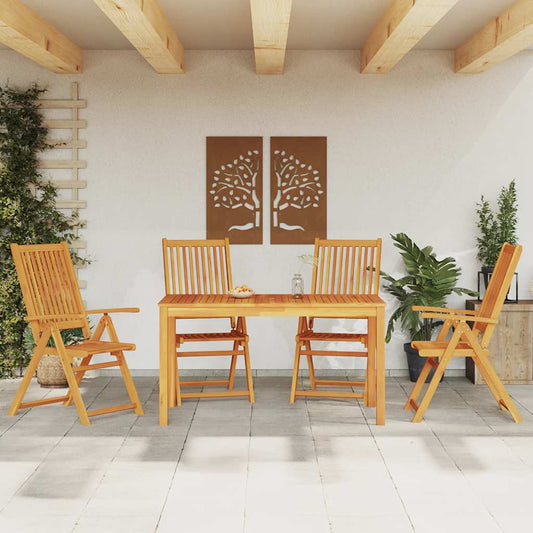 5 Piece Garden Dining Set 140x80x74 cm Solid Wood Acacia
