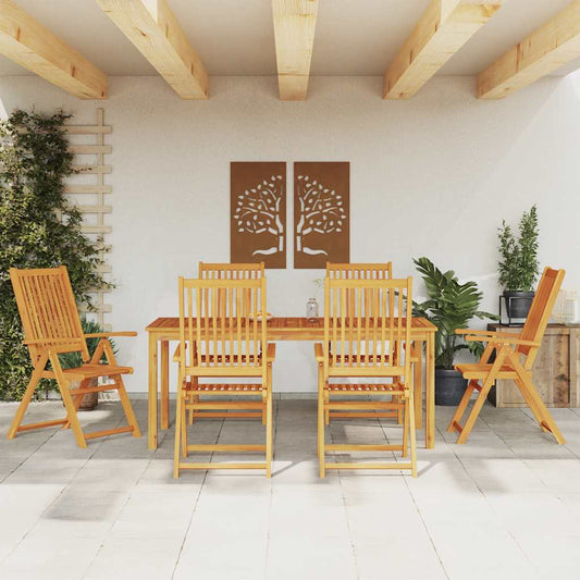 7 Piece Garden Dining Set 180x90x75 cm Solid Wood Acacia