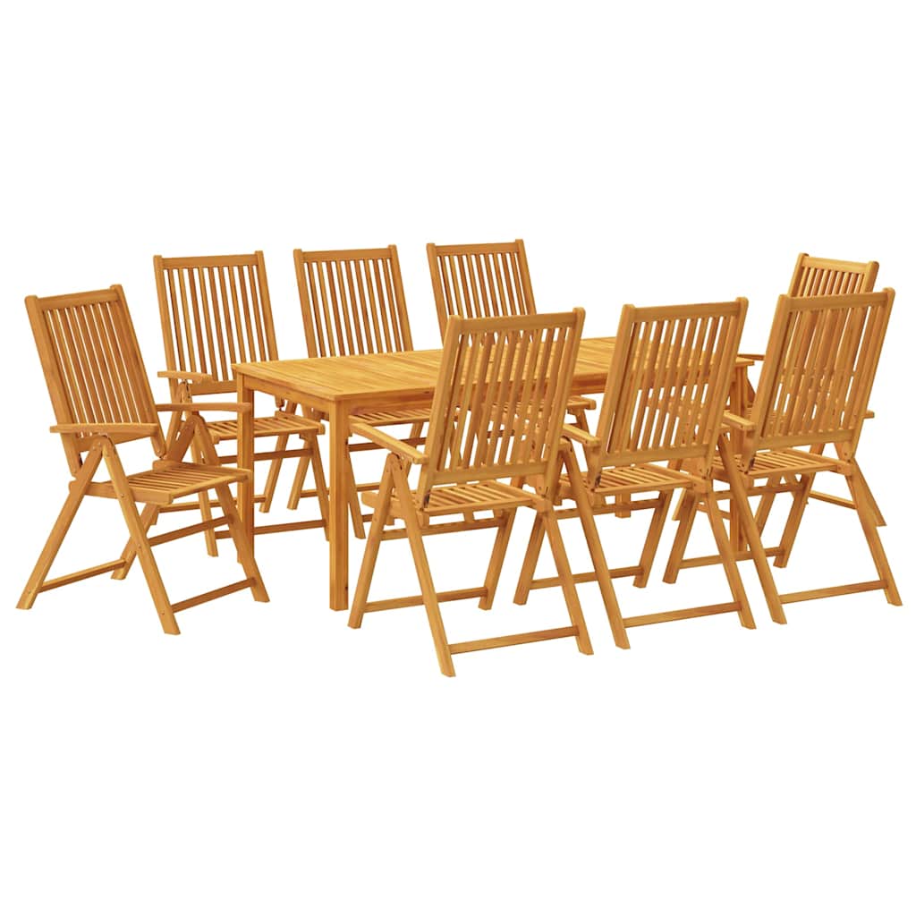 9 Piece Garden Dining Set 180x90x75 cm Solid Wood Acacia