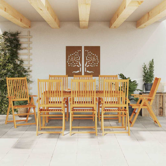 9 Piece Garden Dining Set 180x90x75 cm Solid Wood Acacia