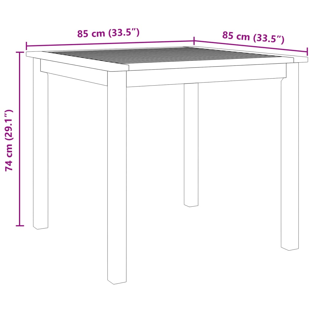 3 Piece Garden Dining Set 85x85x74 cm Solid Wood Acacia