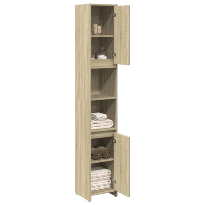 Bathroom Cabinet Sonoma Oak 30x30x183,5 cm Engineered Wood