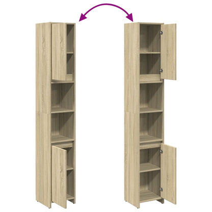 Bathroom Cabinet Sonoma Oak 30x30x183,5 cm Engineered Wood