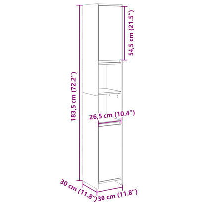 Bathroom Cabinet Sonoma Oak 30x30x183,5 cm Engineered Wood