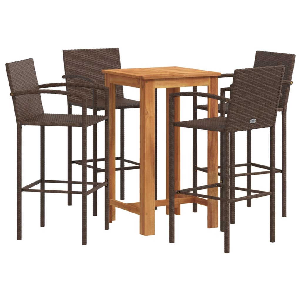 Garden Bar Set | Brown | Solid acacia wood | Compact | Footrest