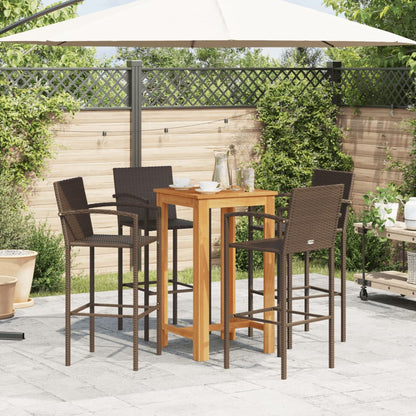 Garden Bar Set | Brown | Solid acacia wood | Compact | Footrest