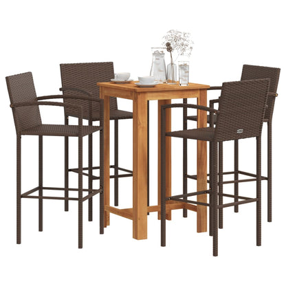 Garden Bar Set | Brown | Solid acacia wood | Compact | Footrest