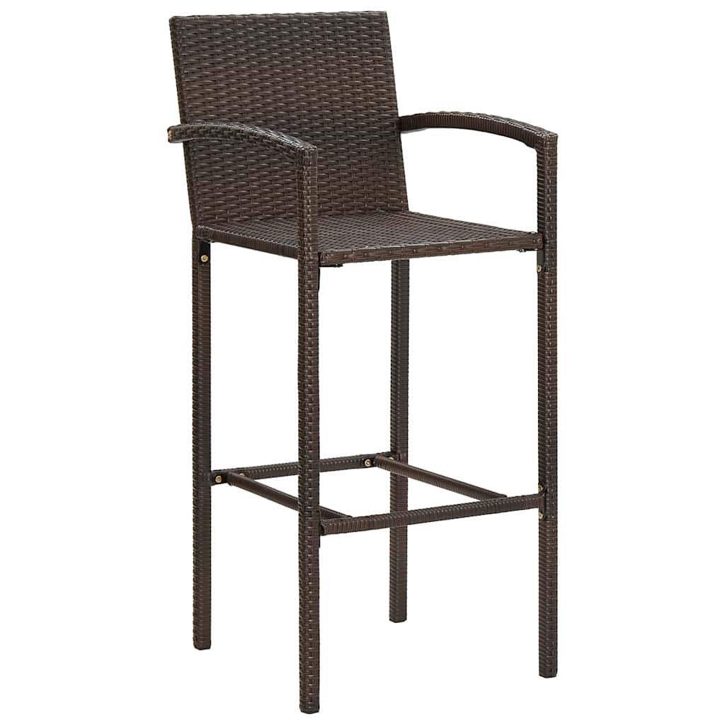 5 Piece Garden Bar Set Brown Solid Wood Acacia and Poly Rattan
