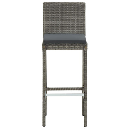 3 Piece Garden Bar Set Grey Solid Wood Acacia and Poly Rattan