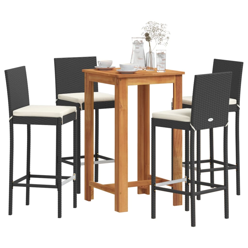 Garden Bar Set | Black | Solid Acacia Wood | Standard |  Tough