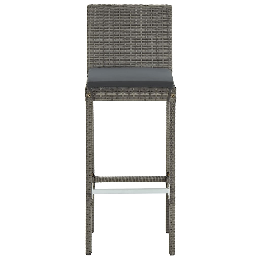 5 Piece Garden Bar Set Grey Solid Wood Acacia and Poly Rattan