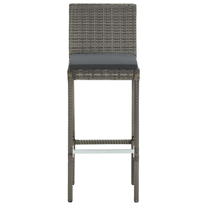 5 Piece Garden Bar Set Grey Solid Wood Acacia and Poly Rattan