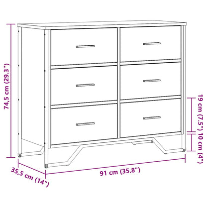 Chest of Drawers Grey Sonoma 91x35.5x74.5 cm Engineered wood