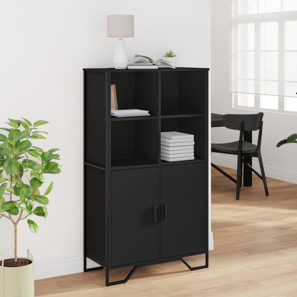 Highboard Black 79,5x35,5x137,5 cm Engineered Wood