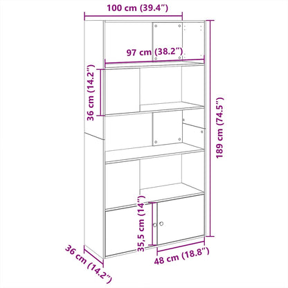 Bookcase Sonoma Oak 100x36x189 cm Engineered Wood