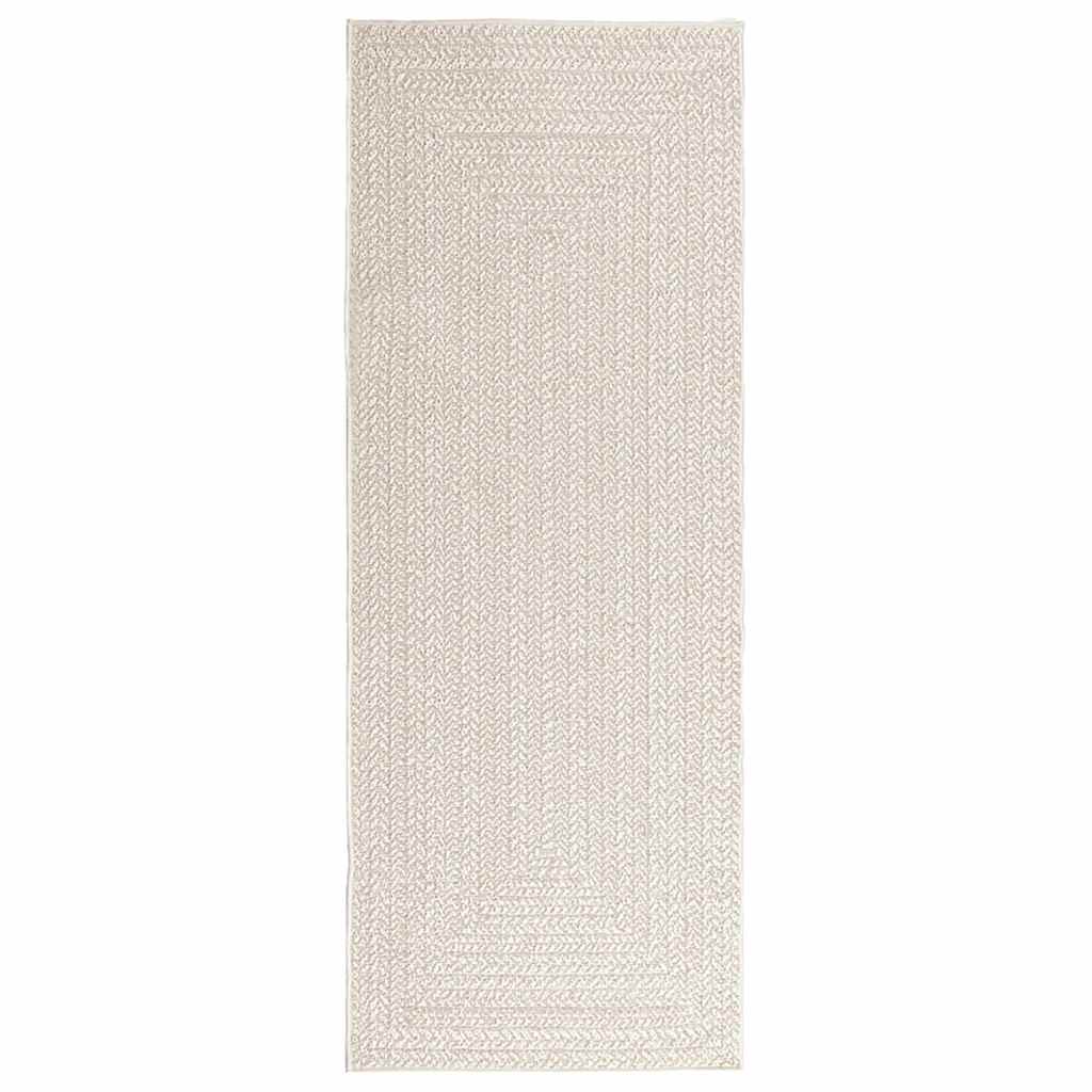 Rug ZIZUR Cream 80x200 cm Jute Look Indoor and Outdoor