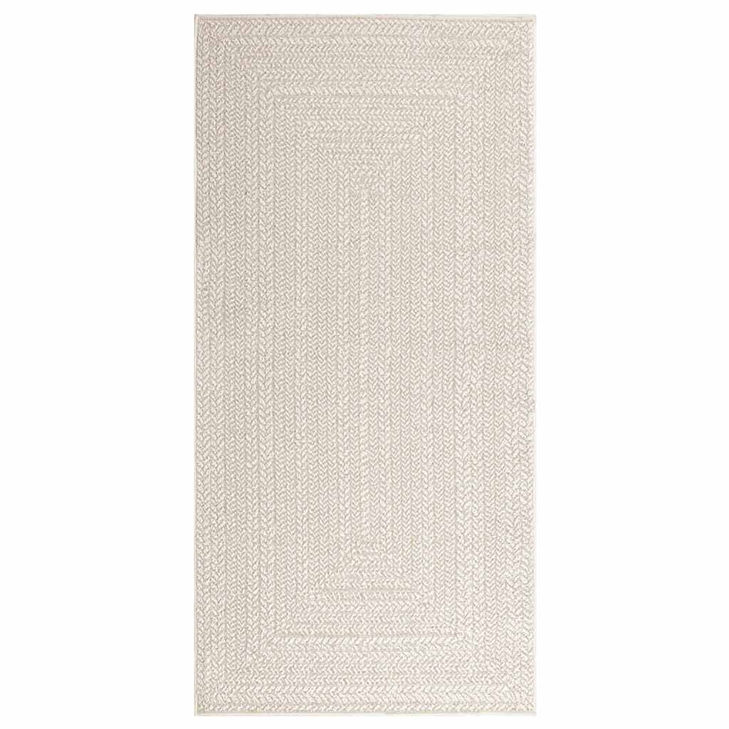 Rug ZIZUR Cream 100x200 cm Jute Look Indoor and Outdoor