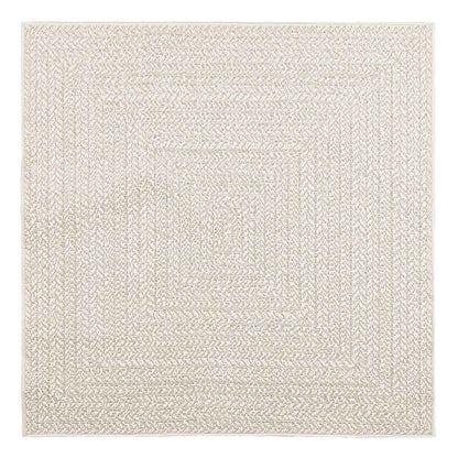 Rug ZIZUR Cream 120x120 cm Jute Look Indoor and Outdoor