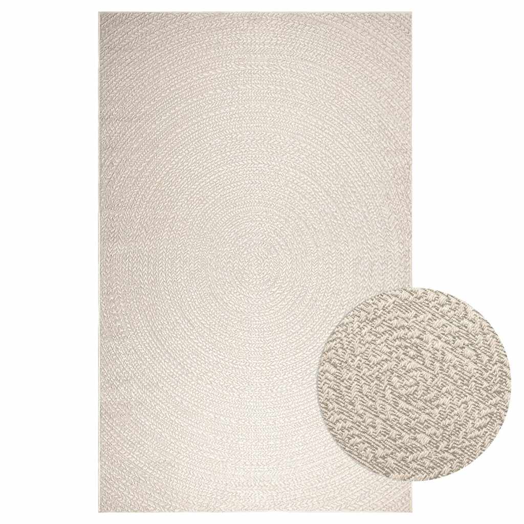 Rug ZIZUR Cream 200x290 cm Jute Look Indoor and Outdoor