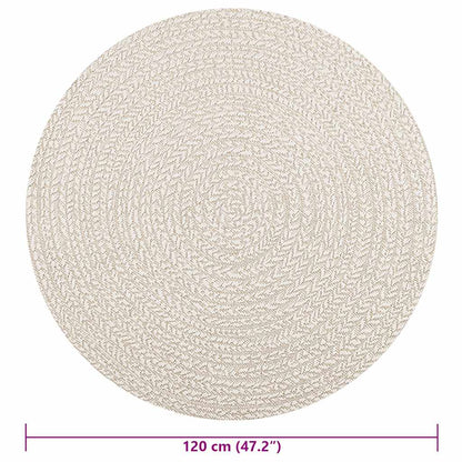 Rug ZIZUR Cream Ø 120 cm Jute Look Indoor and Outdoor