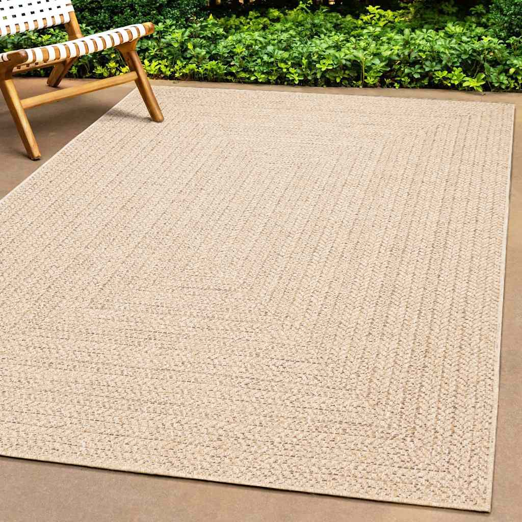 Rug ZIZUR Beige 120x120 cm Jute Look Indoor and Outdoor