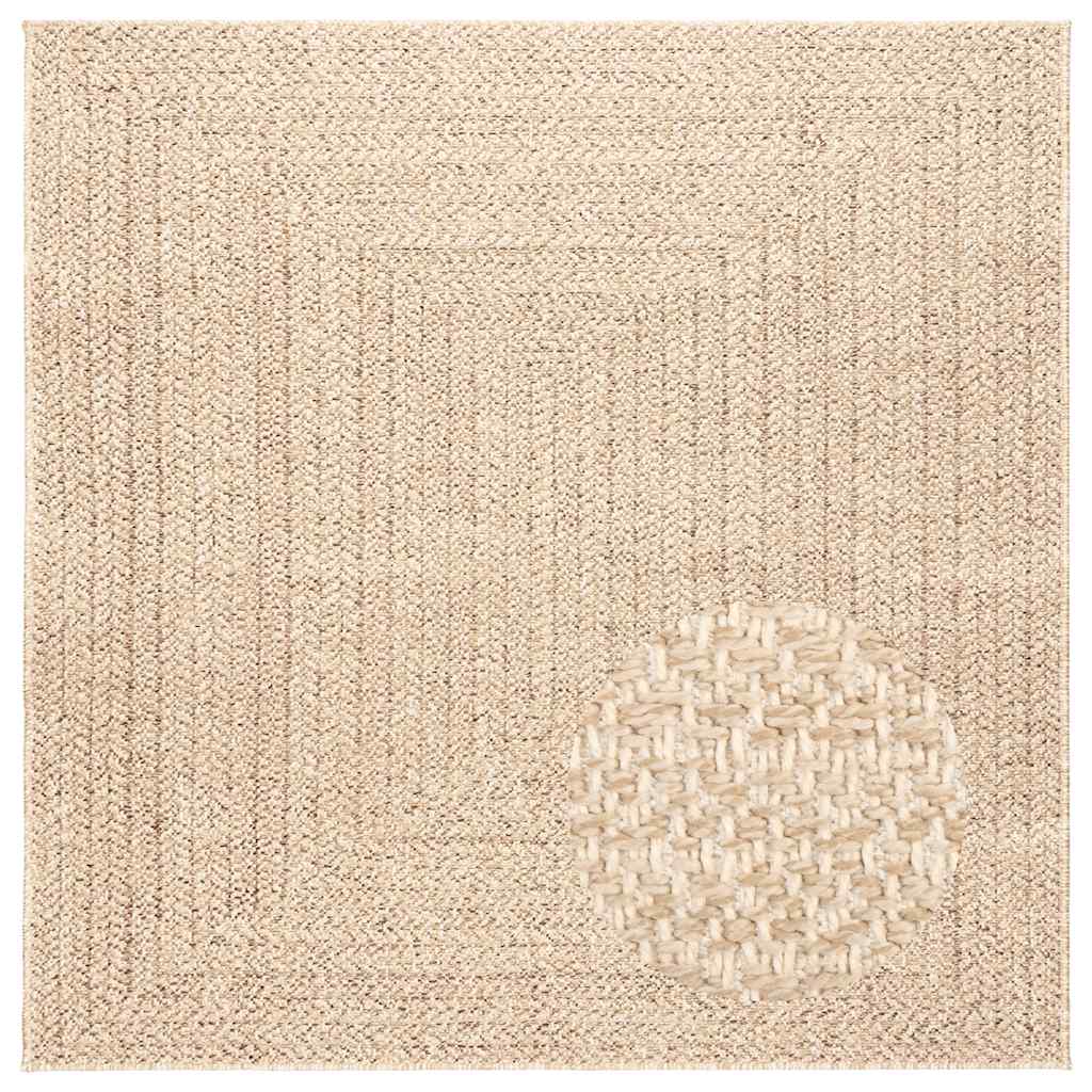 Rug ZIZUR Beige 120x120 cm Jute Look Indoor and Outdoor
