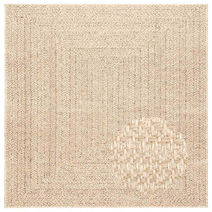 Rug ZIZUR Beige 120x120 cm Jute Look Indoor and Outdoor