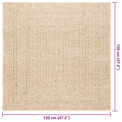 Rug ZIZUR Beige 120x120 cm Jute Look Indoor and Outdoor