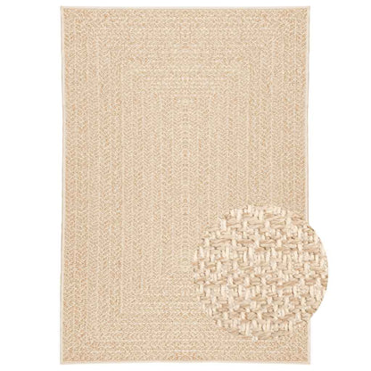 Rug ZIZUR Beige 140x200 cm Jute Look Indoor and Outdoor