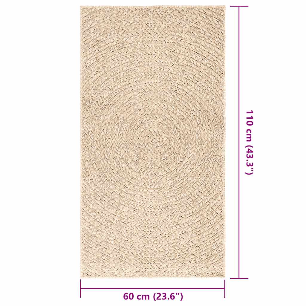 Rug ZIZUR Beige 60x110 cm Jute Look Indoor and Outdoor