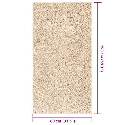 Rug ZIZUR Beige 80x150 cm Jute Look Indoor and Outdoor