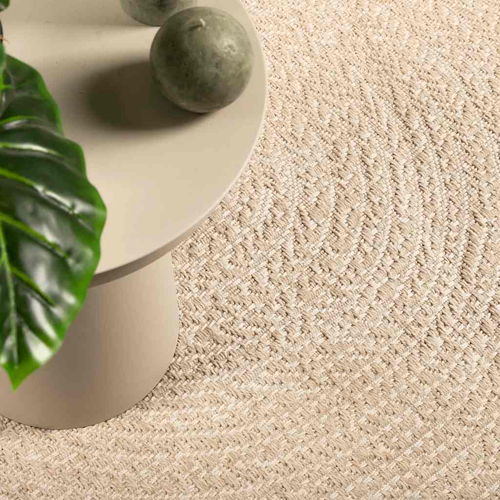 Rug ZIZUR Beige 120x120 cm Jute Look Indoor and Outdoor