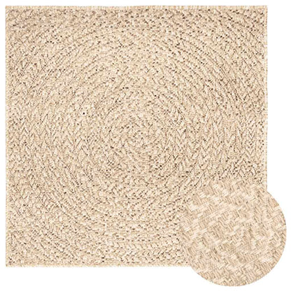 Rug ZIZUR Beige 120x120 cm Jute Look Indoor and Outdoor