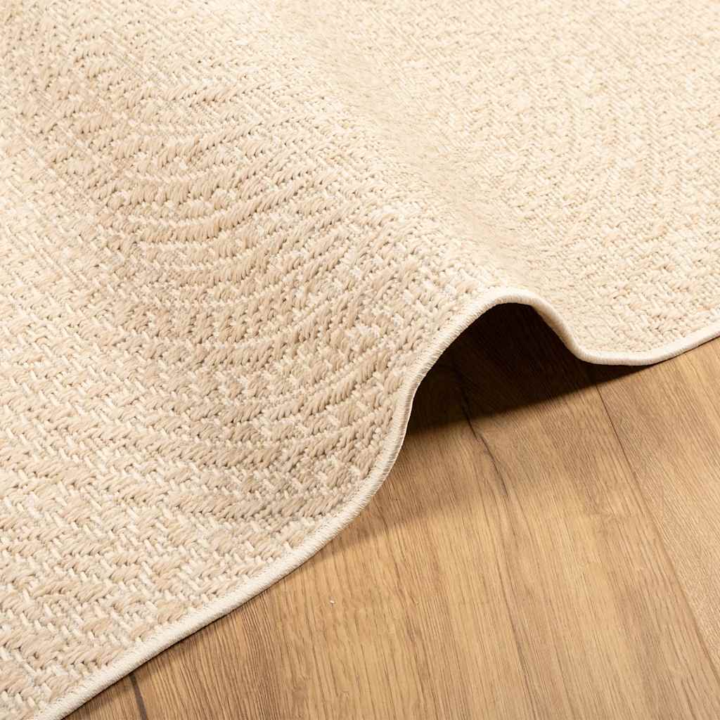 Rug ZIZUR Beige 120x120 cm Jute Look Indoor and Outdoor